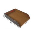 thumbnail image 2 of 2X PU Leather Collection Letter Tray, Document Desk Organizer,Stackable  File Document Tray Holder (Brown), 2 of 6