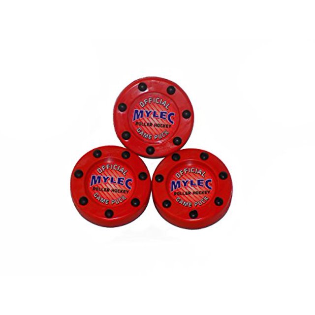 Mylec Rondelle Officielle de Hockey à Roulettes, Rouge, (Lot de 3)