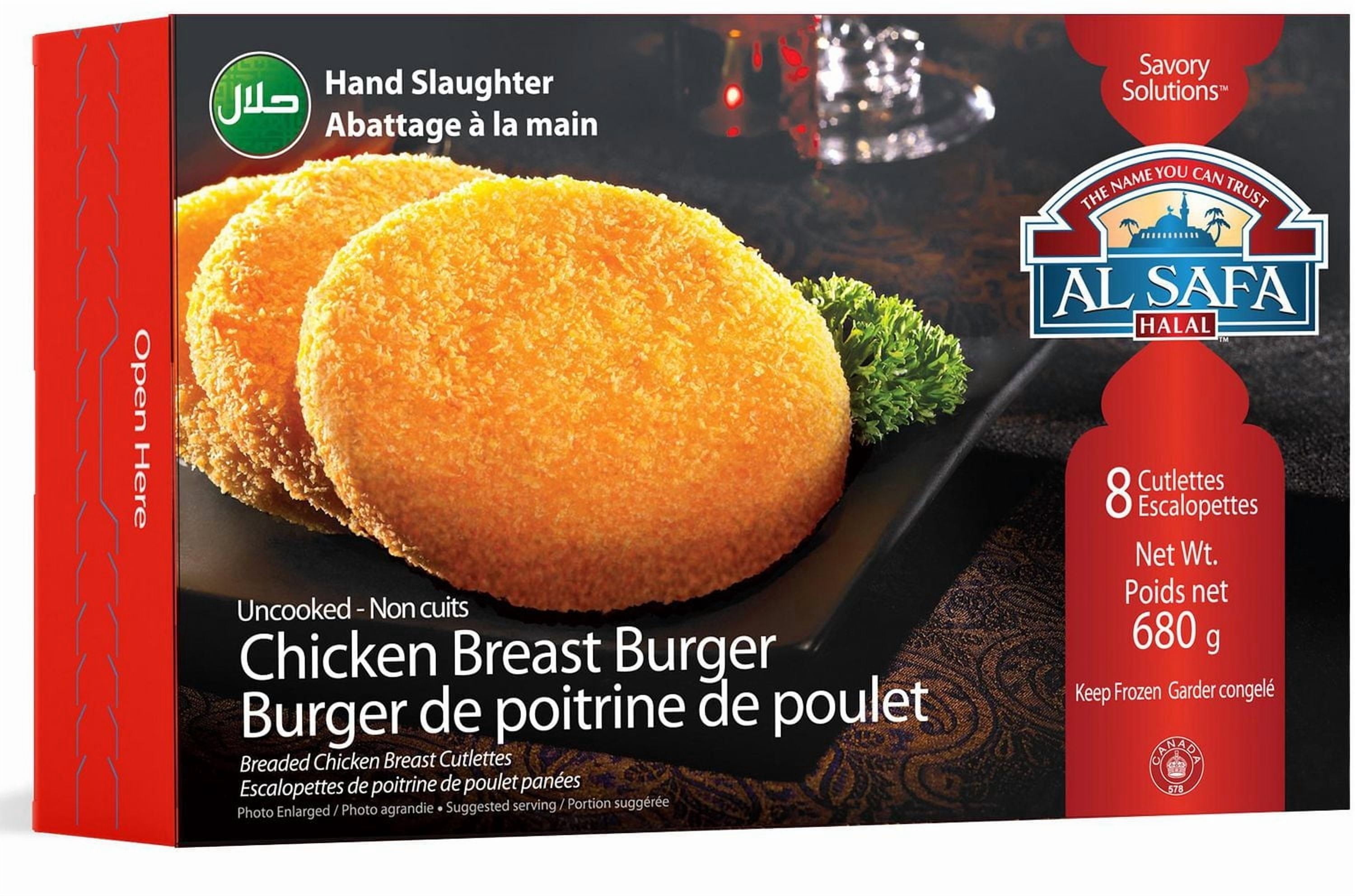 Burger de poitrine de poulet cru Al Safa Halal