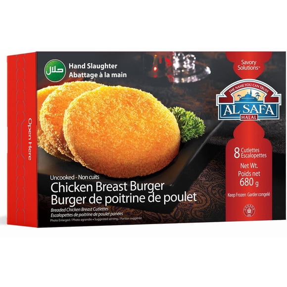 Burger de poitrine de poulet cru Al Safa Halal