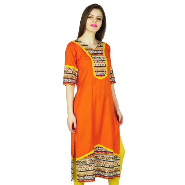Phagun Kurta Indienne en Coton Rayonne pour Femme Kurti Haut Décontracté Tunique Robe