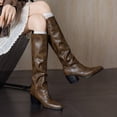 thumbnail image 1 of zhenglin Bottes Mi-Mollet pour Femmes - Mode Décontractée Polyvalente à Enfiler, Bout Rond, Talon Épais, Bottines pour l'Automne et l'Hiver, Talon Bas Confortable Style Audacieux, 1 of 5