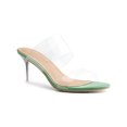 thumbnail image 1 of BLISSFUL STEP Women's Clear Slide Stiletto Heels Open Toe Slip On Sandals Green 6, 1 of 7