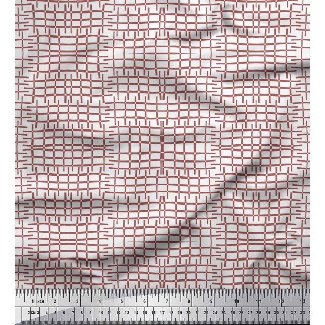 Soimoi Satin Silk Fabric Check & Geometric Print Fabric by The Yard 42 Inch Wide