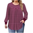 thumbnail image 1 of Lmnyox Hauts Grande Taille pour Femmes, Manches Longues Surdimensionnées, Col Rond, Chemises Plissées, Blouses Décontractées Mode, 1 of 6