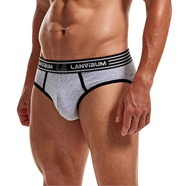 B91xZ Underwear Men Breathable Cotton Micro-Stretch Assorted Briefs,Gray M