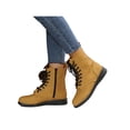 thumbnail image 1 of Bellella Womens Combat Boot Side Zip Booties Lace Up Ankle Boots Waterproof Shoes Work Yellow 9, 1 of 6