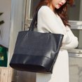 thumbnail image 2 of Sac Fourre-Tout pour Femmes Grande Capacité Mode Double Couleur Sac à Bandoulière Poignée Supérieure, 2 of 8