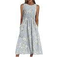 thumbnail image 2 of SMihono Robe Bohème d'Été pour Femmes Grande Taille Mode Robe Sans Manches à Col en V Décontractée à Imprimé avec Poches pour Femmes Printemps Été, 2 of 6