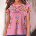 thumbnail image 2 of Birdeem Blouses pour Femmes T-Shirt Rétro Ethnique Imprimé à Manches Courtes à Col Rond pour Femmes, 2 of 12