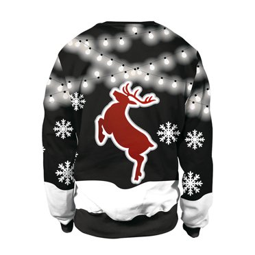 Chandail de Noël Laid pour Hommes Vêtements de Noël Décontractés Hauts Amples Chandail à Manches Longues Col Rond Chandail Laid de Noël