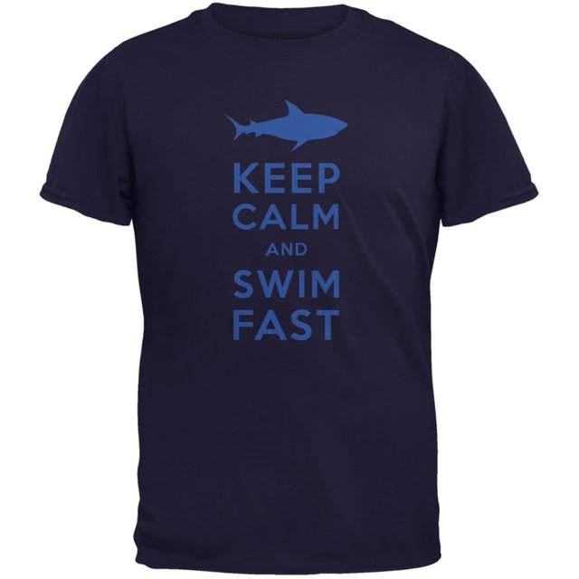 Shark Keep Calm and Swim Fast Navy Youth T-Shirt