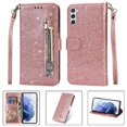thumbnail image 1 of Case for FOXDOCK Samsung Galaxy S23 Plus Glitter Zipper Wallet Case with Short Hand Strap, 1 of 4