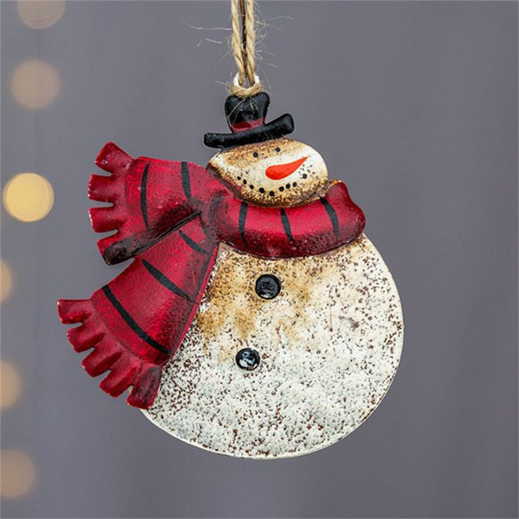 TANGNADE Décoration Métallique Rustique Bonhomme de Neige Ornement Arbre de Noël Bonhommes de Neige Décor pour Noël Guirlande Argent Multi-Couleur