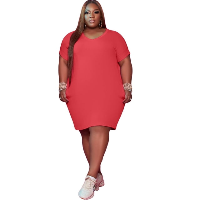 Robe T-Shirt Classique de Mode pour Femmes Grande Taille