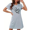 thumbnail image 4 of Chemises de Nuit pour Femmes, Chemise de Nuit Courte Surdimensionnée pour Femmes Mode à Imprimé sur la Poitrine à Manches Courtes, 4 of 7