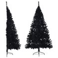 thumbnail image 1 of vidaXL Artificial Half Christmas Tree with Stand Black 180 cm PVC, 1 of 5