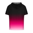 thumbnail image 4 of Besolor Mens Casual Hooded Tops Gradient Drawstring Short Sleeve Shirts Sports ness Pullover Summer Blouse, 4 of 4