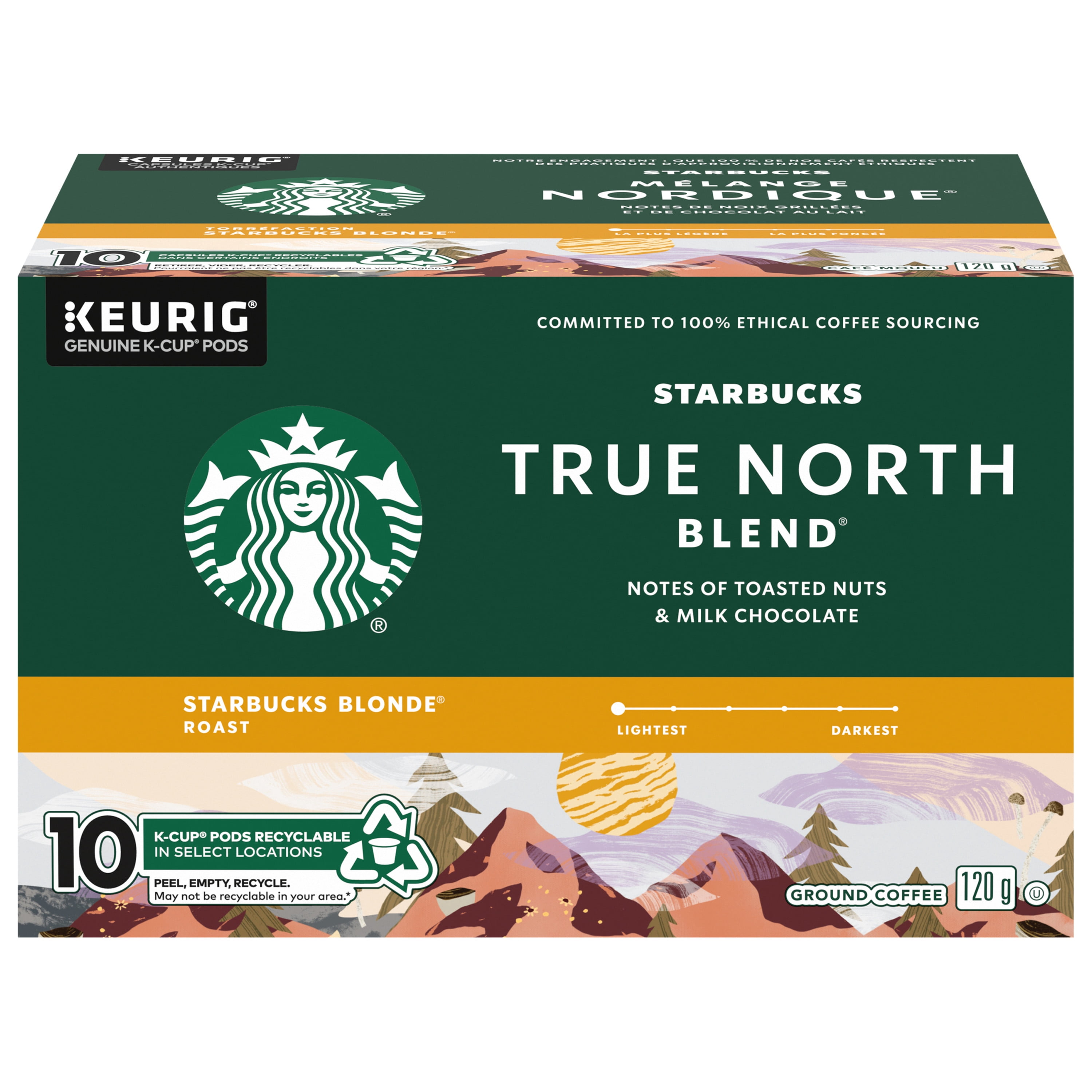 STARBUCKS True North Blend Blonde Roast Ground Coffee K-Cup Pods Box