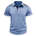 thumbnail image 4 of Styesk T Shirts for Man Fashion Solid Color Leisure Versatile Motion Button T-shirt Lapel Top, 4 of 5