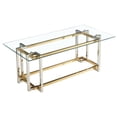 thumbnail image 1 of Contemporary Rectangular Glass & Metal Coffee Table in Silver & Gold, 1 of 8