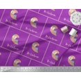 thumbnail image 2 of Soimoi Purple Silk Fabric Text & Owl Bird Print Fabric by the Yard 42 Inch Wide, 2 of 5