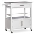thumbnail image 1 of Riverbay Furniture Transitional Wood/Granite-Top Kitchen Cart in Bright White, 1 of 14