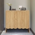thumbnail image 2 of Wirrytor Wood Buffet Sideboard with 2 Wave Doors, Short Storage Cabinet with Adjustable Shelves for Living Room Dinning Room Kitchen, Natural, 2 of 8