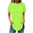 thumbnail image 2 of AherBiu T-Shirts pour Femmes à Col Rond, T-Shirts Amples d'Été à Manches Courtes, Hauts Basiques, Entraînement, Gym, Course Athlétique, T-Shirts, 2 of 3