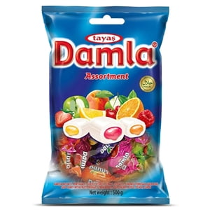 Damla Soft Candy Fruits divers Halal 500g – Soft Mâcher des bonbons halaux, sucrés et Tangy.