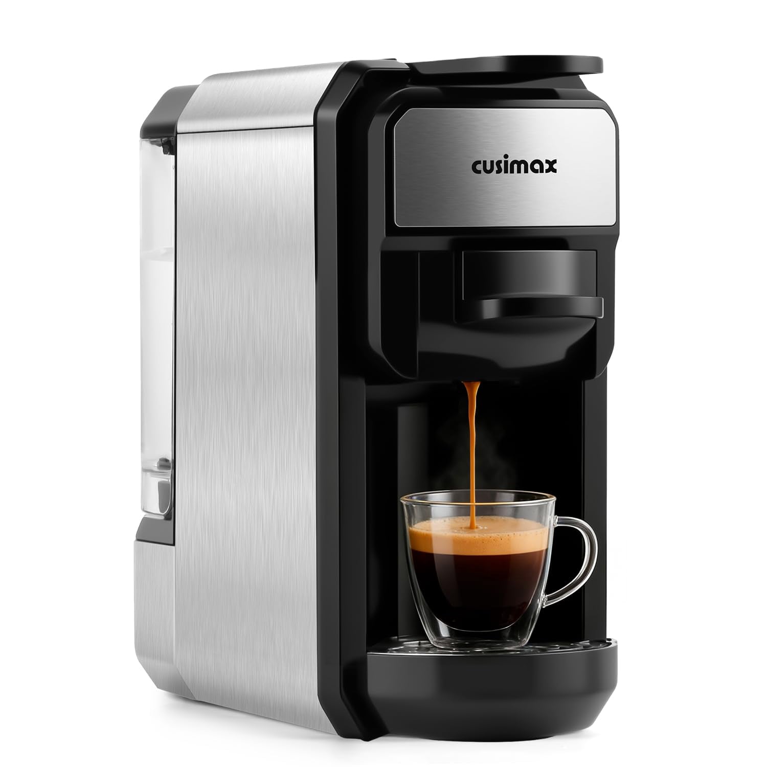 CUSIMAX Espresso Machine Single Serve Coffee Machine Compatible with Nespresso Pods, Adjustable Brewing Size, 19Bar Coffee Maker, Stainless Steel Esp