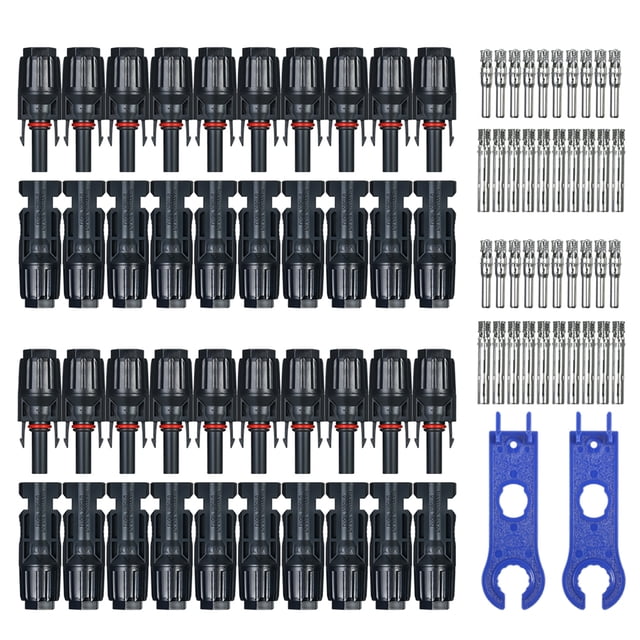 Yeacher 20 Pairs Male/Female Solar Panel Cable Connectors with Spanner Assembly Tool for PV System