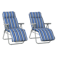 thumbnail image 1 of Outsunny Ensemble de 2 Chaises Longues de Jardin, Fauteuils Inclinables d'Extérieur, Gris et Bleu, 1 of 10