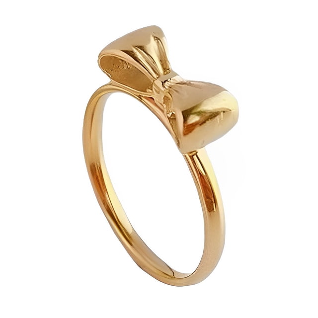 serony Bowknot Rings Simple Style Ring All-Match Polished Fashionable Charming Delicate Finger Jewelry Christmas Birthday Presents 6 6#