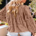 thumbnail image 4 of Womens Bell Sleeve Blouse Crewneck Lace Tops Floral Textured Babydoll Shirts, 4 of 7