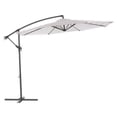 thumbnail image 3 of CorLiving 10ft Cantilever Steel Frame Striped Outdoor Patio Umbrella, Taupe/White, 3 of 11