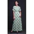 thumbnail image 3 of Bimba Robe Longue Imprimée en Rayonne à Feuilles/fleurs et Losanges Géométriques, Taille Smockée, Fente Latérale, Robe pour Femme - Xxx-Grand, 3 of 6