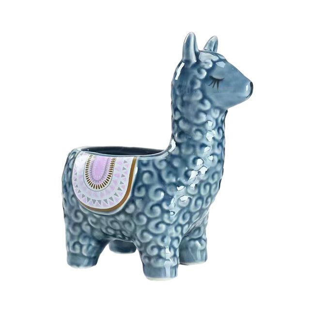 Wweixi 1/2/3 Animal Shape Pots Durable Materials For In Garden For Small Spaces Eco-friendly Alpaca blue 1 Pc