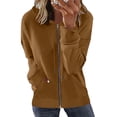 thumbnail image 1 of TIMIFIS Chandail à Capuchon à Manches Longues pour Femmes, Veste de Survêtement Zippée avec Poches - Brun - 2 - Sfall s, 1 of 5