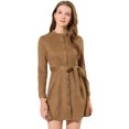 thumbnail image 1 of INSPIRE CHIC Robe Élégante en Faux Suède à Manches Longues Décontractée avec Ceinture pour Bureau, 1 of 6