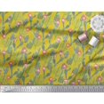 thumbnail image 2 of Soimoi Yellow Silk Fabric Flower & Cactus Tree Printed Fabric 1 Yard 42 Inch Wide, 2 of 3