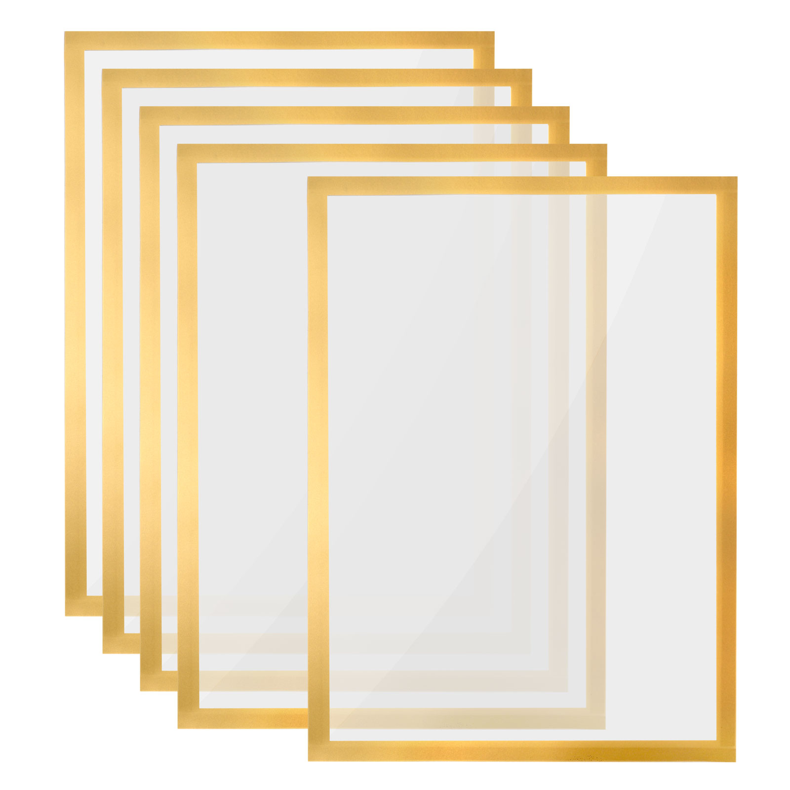 Unique Bargains 12"x17" Magnetic Display Frame A3 Adhesive Magnetic Sign Holder Golden 5 Pack