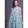 thumbnail image 2 of Bimba Robe de Nuit Mi-Mollet Bleu Bébé à Feuilles Florales et Roses pour Femmes, Coton Imprimé, Sans Manches, Robe de Nuit Maxi X-Small, 2 of 6
