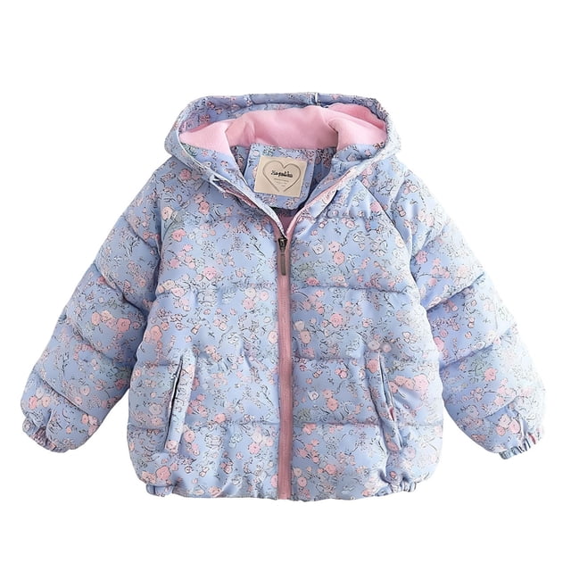 Veste Chic à Capuche Imprimée pour Bébé Fille - Haut d'Hiver Stylé pour Filles Veste d'Hiver pour Bébé