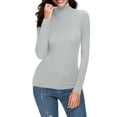 thumbnail image 2 of Kcodviy Femmes Uni Manches Longues Hauts et Bas Thermiques pour Hommes Compression Col Roulé Simulé Blouse Hauts Hauts Thermiques Femmes Coupe Ajustée Extensible Couche Encolure Dégagée Haut Thermique T-Shirts, 2 of 7