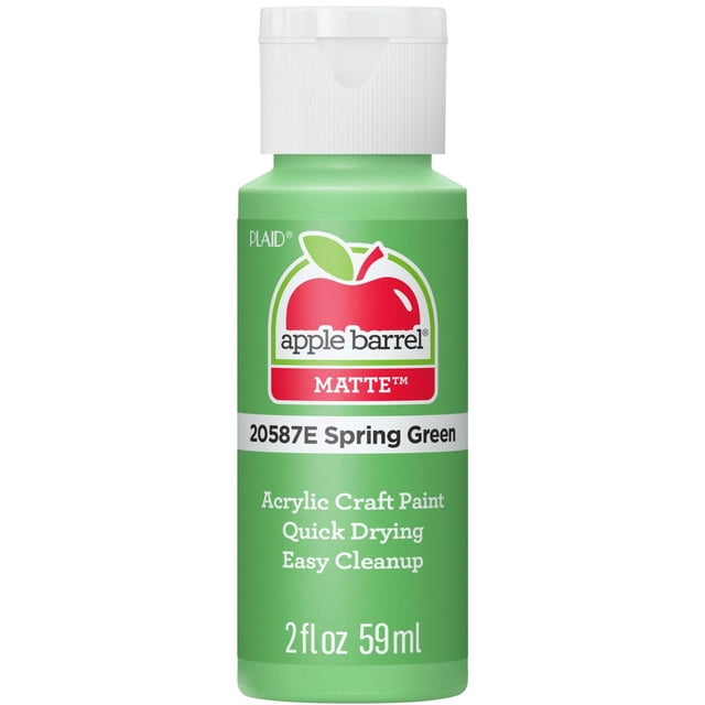Apple Barrel Colors Matte Acrylic Craft Paint 2 fl. oz. bottle in spring green, quick drying and easy cleanup acrylic paint ideal for arts and crafts on wood, paper, canvas, and more.