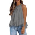 thumbnail image 1 of Weiqiqre Women's Clothing Adjustable Tie Neckline Ruffle Hem Sleeveless Flowy Halter Tops, 1 of 7