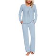 thumbnail image 2 of Timegard Ensembles de Pyjamas pour Femmes Confortables, Haut à Manches Longues Froncé à Col Rond et Pantalon, Tenues de Pyjama Amples pour l'Automne, 2 of 6