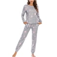thumbnail image 1 of Teissuly Pyjama pour Femmes, Haut Décontracté à Manches Longues, Pantalon Ample Imprimé, Tenue d'Intérieur, Ensemble de Pyjama, 1 of 4