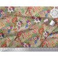 thumbnail image 3 of Soimoi Polyester Crepe Fabric Birds,Leaves & Lily Floral Decor Fabric Printed Yard 42 Inch Wide, 3 of 3